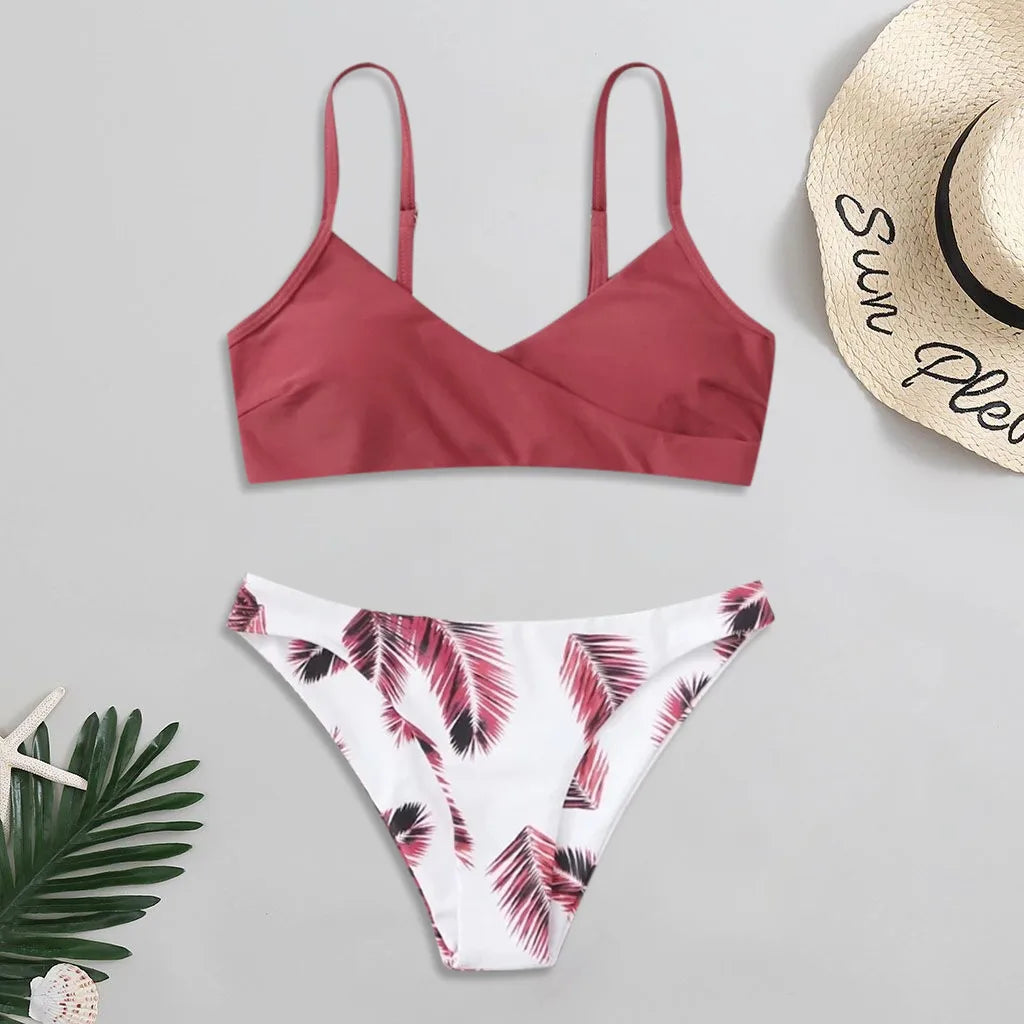 Small Breast Breast For Women Print Splicing Push-Up Swimsuit Summer Swimwear Floral Random Womens Bathing Suit Trendy Biquini