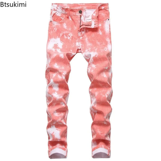 2026 High Quality Colorful Jeans for Men Elastic Slim Straight Casual Trousers Trend Streetwear Male All-match Denim Long Pants