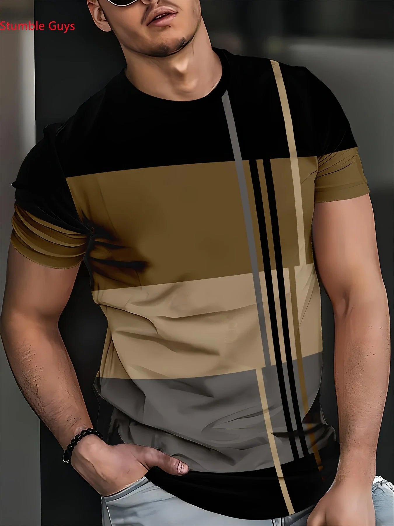 Summer Fashion Quick Dry High Street Men's Jersey T-Shirt Casual Loose Short Sleeve Breathable Printed Sportswear