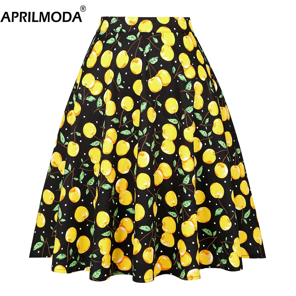 Sunflower Women Tunic Big Swing Skirt 2025 New Arrival Polka Dot Floral Printed Cotton School 50s Pin up Rockabilly Short Skirts