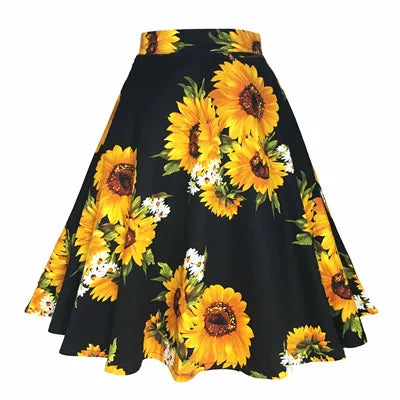 Sunflower Women Tunic Big Swing Skirt 2025 New Arrival Polka Dot Floral Printed Cotton School 50s Pin up Rockabilly Short Skirts