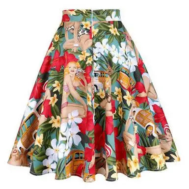 Sunflower Women Tunic Big Swing Skirt 2025 New Arrival Polka Dot Floral Printed Cotton School 50s Pin up Rockabilly Short Skirts