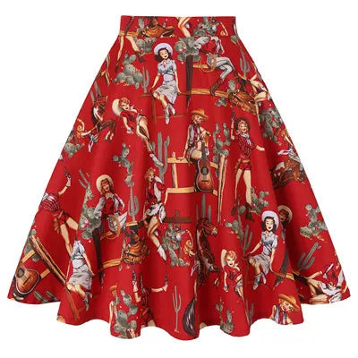 Sunflower Women Tunic Big Swing Skirt 2025 New Arrival Polka Dot Floral Printed Cotton School 50s Pin up Rockabilly Short Skirts