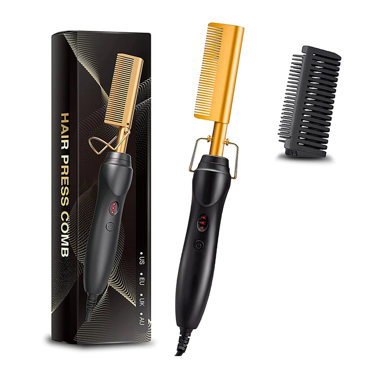 Heiß begehbarer 2-in-1 Glätteisen-Kamm Tragbarer schnell aufheizender Kupfer-Glätteisen-Kamm Professionelles Salon-Styling-Tool