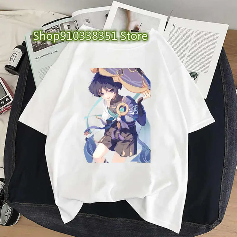 Genshin Impact Print Cosplay Tshirt Wanderer Graphic Casual Women T-shirt Cartoon Fashion Summer T Shirt Girls Short Sleeve Tees