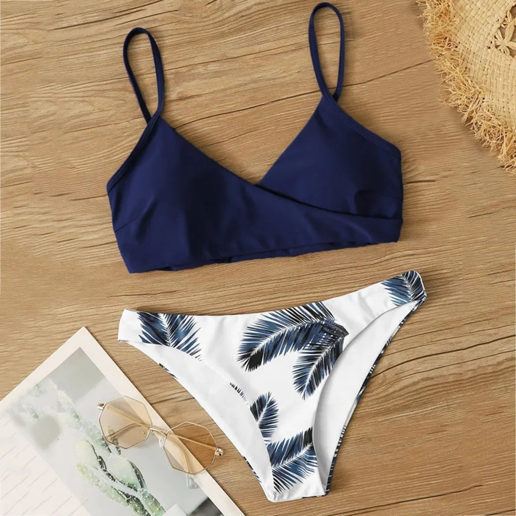 Small Breast Breast For Women Print Splicing Push-Up Swimsuit Summer Swimwear Floral Random Womens Bathing Suit Trendy Biquini