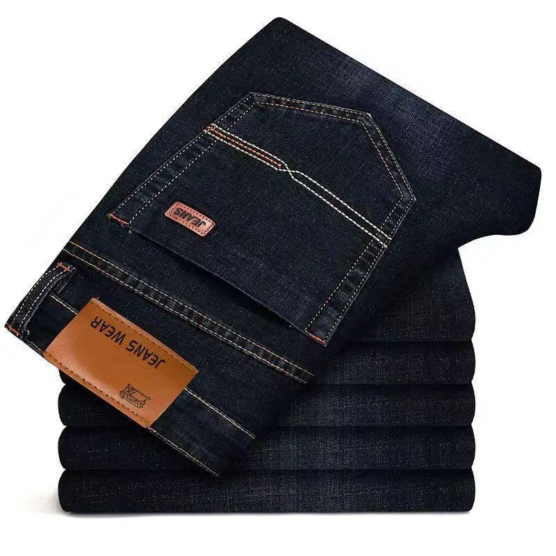 Fashion Men  Straight Jeans Men 2026 New Stretch Slim Fit Pants Comfortable Soft Business Denim Trousers Male Brand Clothing ﻿