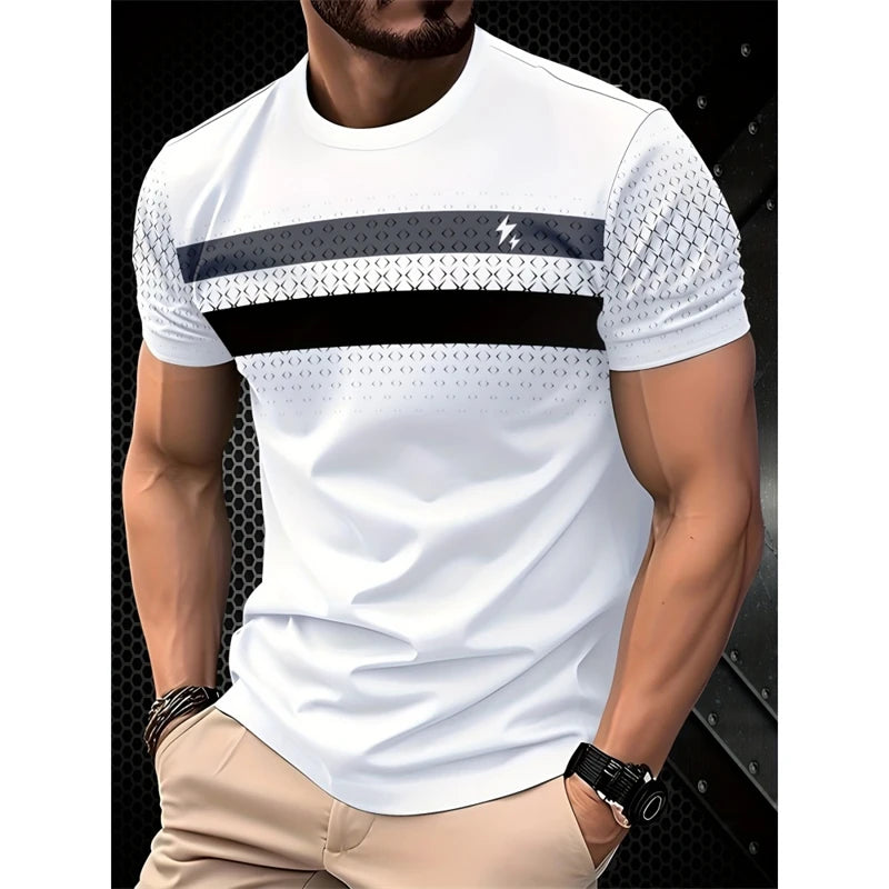 Simple Fashion Striped Graphic T Shirts For Men Summer Trendy Short  Sleeve 3D Printed T-shirts Casual Oversized Crew Neck Tees