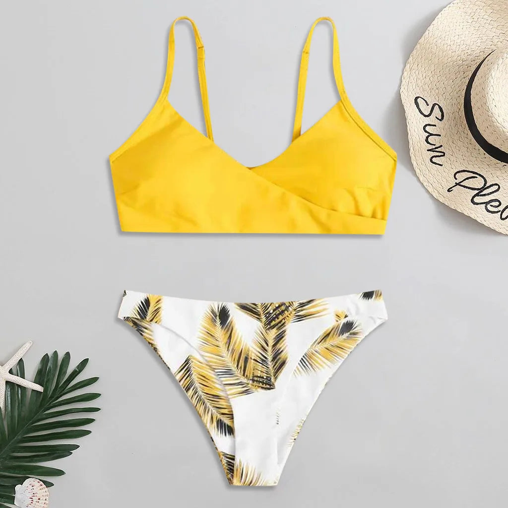 Small Breast Breast For Women Print Splicing Push-Up Swimsuit Summer Swimwear Floral Random Womens Bathing Suit Trendy Biquini