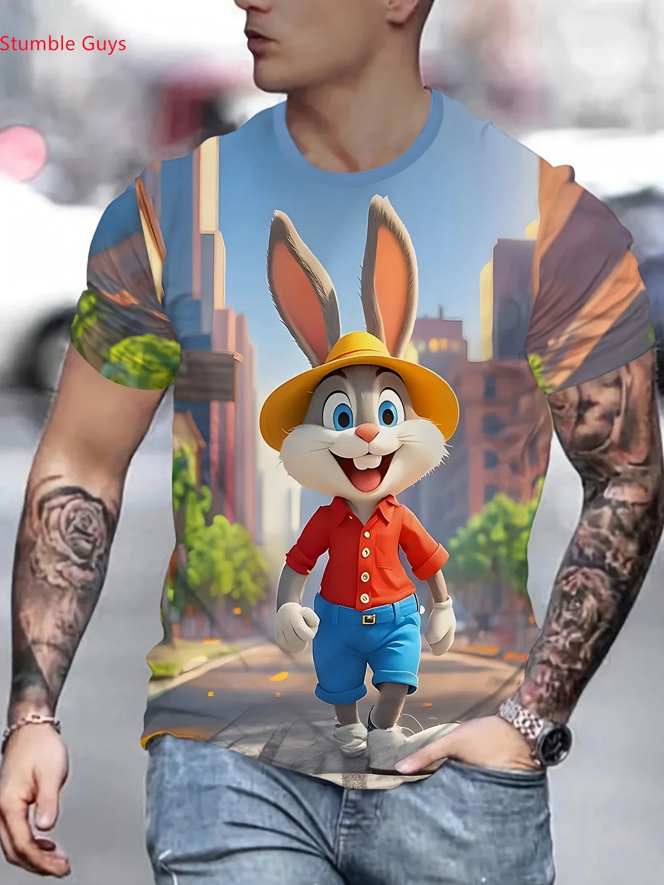 Summer Fashion Quick Dry High Street Men's Jersey T-Shirt Casual Loose Short Sleeve Breathable Printed Sportswear