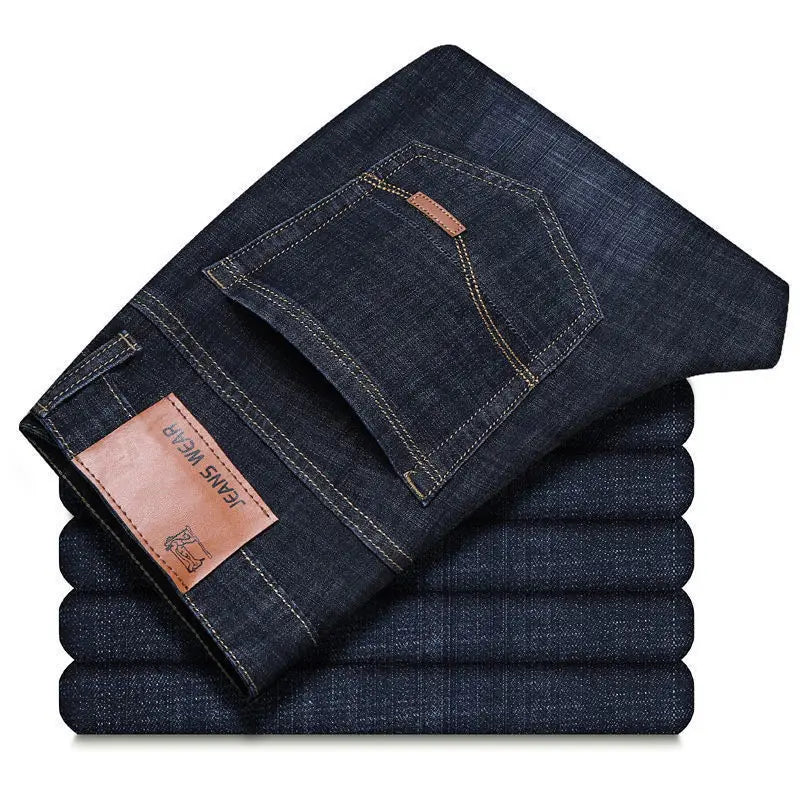 Fashion Men  Straight Jeans Men 2026 New Stretch Slim Fit Pants Comfortable Soft Business Denim Trousers Male Brand Clothing ﻿