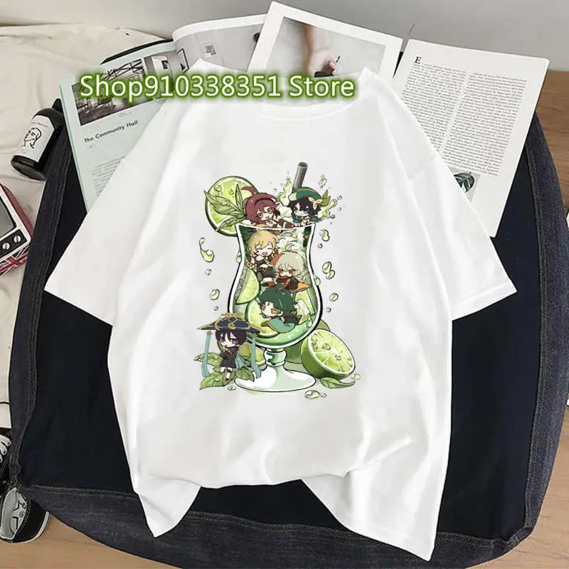 Genshin Impact Print Cosplay Tshirt Wanderer Graphic Casual Women T-shirt Cartoon Fashion Summer T Shirt Girls Short Sleeve Tees