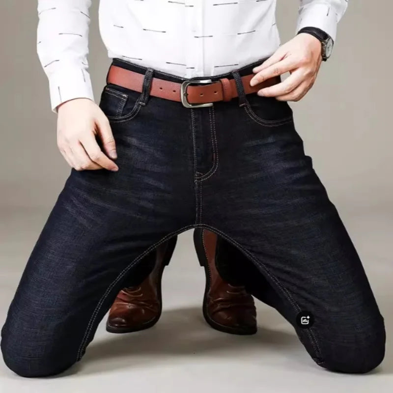 Fashion Men  Straight Jeans Men 2026 New Stretch Slim Fit Pants Comfortable Soft Business Denim Trousers Male Brand Clothing ﻿