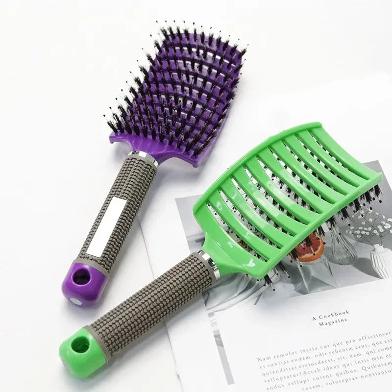 Haarbürste Peeling-Haarbürste Borsten Damen Nass Lockenhaarkamm Salon Haarstyling-Tool, speziell für Echthaarperücken
