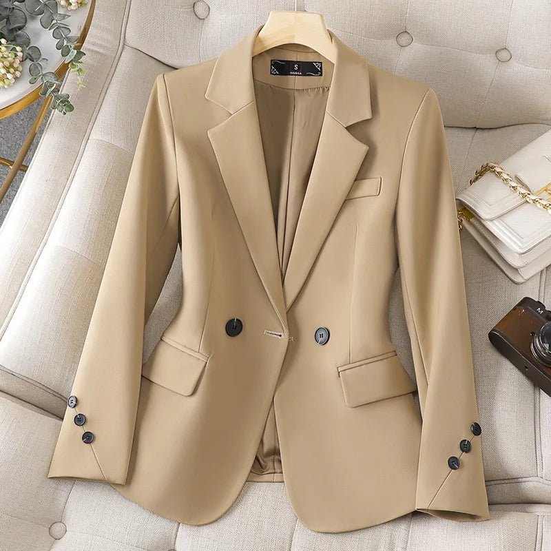 New Blazers Women Korean Spring Autumn Slim Business Blazer Ladies Coats Office Blazer Casual Coat White Black Long Sleeve Suits
