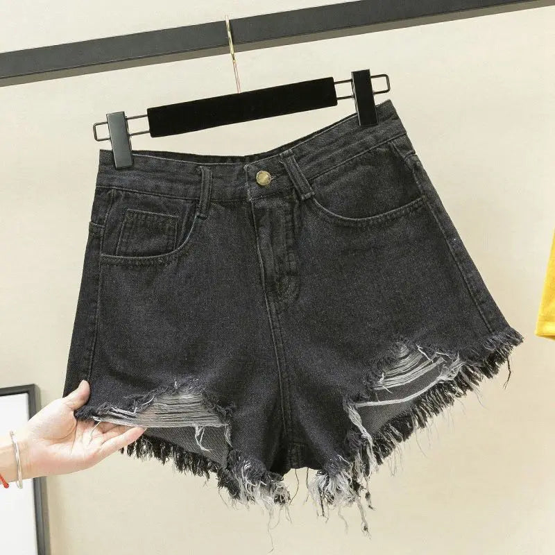 Jean Shorts 2025 New Bottoms Fashion Casual Shorts Women High Waist Hole Loose Wide Leg Shorts Summer Pantalones Cortos De Mujer