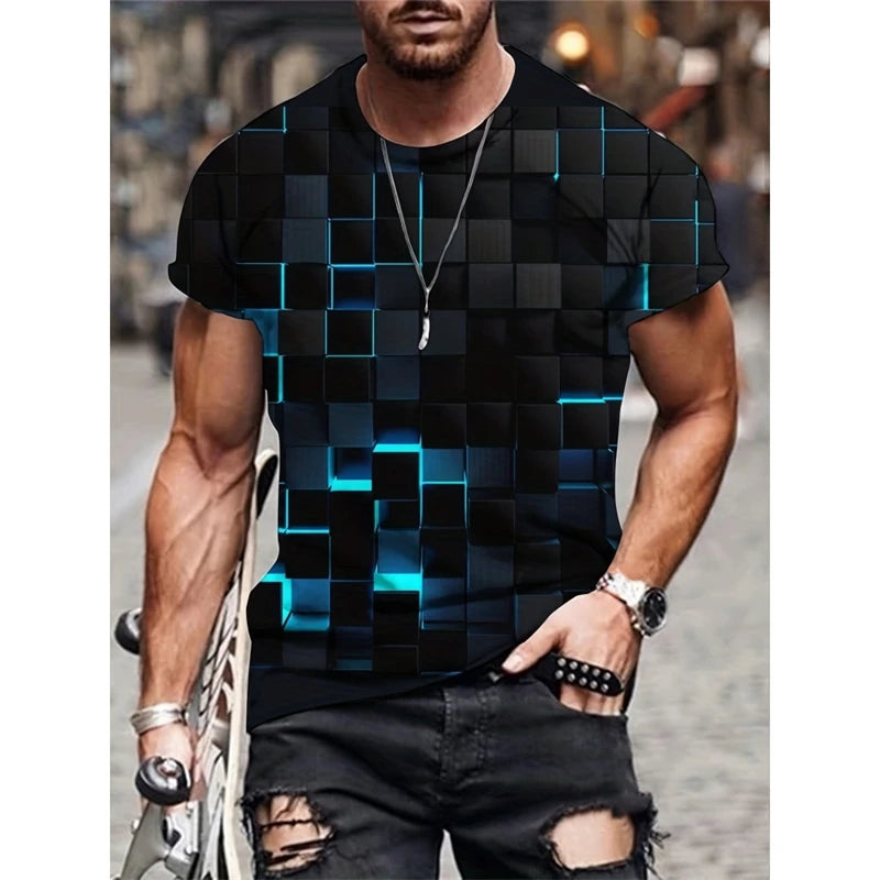 Simple Fashion Striped Graphic T Shirts For Men Summer Trendy Short  Sleeve 3D Printed T-shirts Casual Oversized Crew Neck Tees
