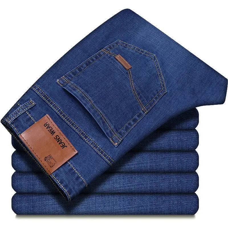 Fashion Men  Straight Jeans Men 2026 New Stretch Slim Fit Pants Comfortable Soft Business Denim Trousers Male Brand Clothing ﻿