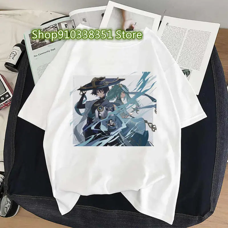 Genshin Impact Print Cosplay Tshirt Wanderer Graphic Casual Women T-shirt Cartoon Fashion Summer T Shirt Girls Short Sleeve Tees