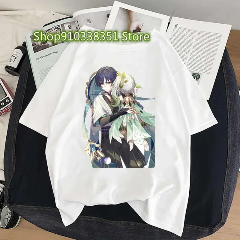 Genshin Impact Print Cosplay Tshirt Wanderer Graphic Casual Women T-shirt Cartoon Fashion Summer T Shirt Girls Short Sleeve Tees
