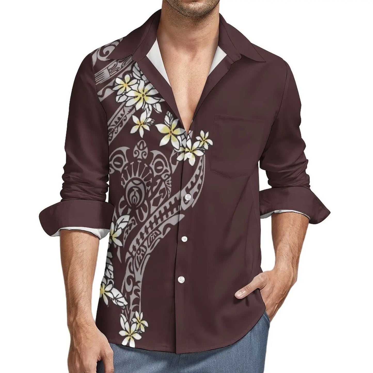 Women Polynesian Tight Short Sleeve Dress Samoan Style Men Long Sleeve Shirt Green Blue Printed Couple Suit
