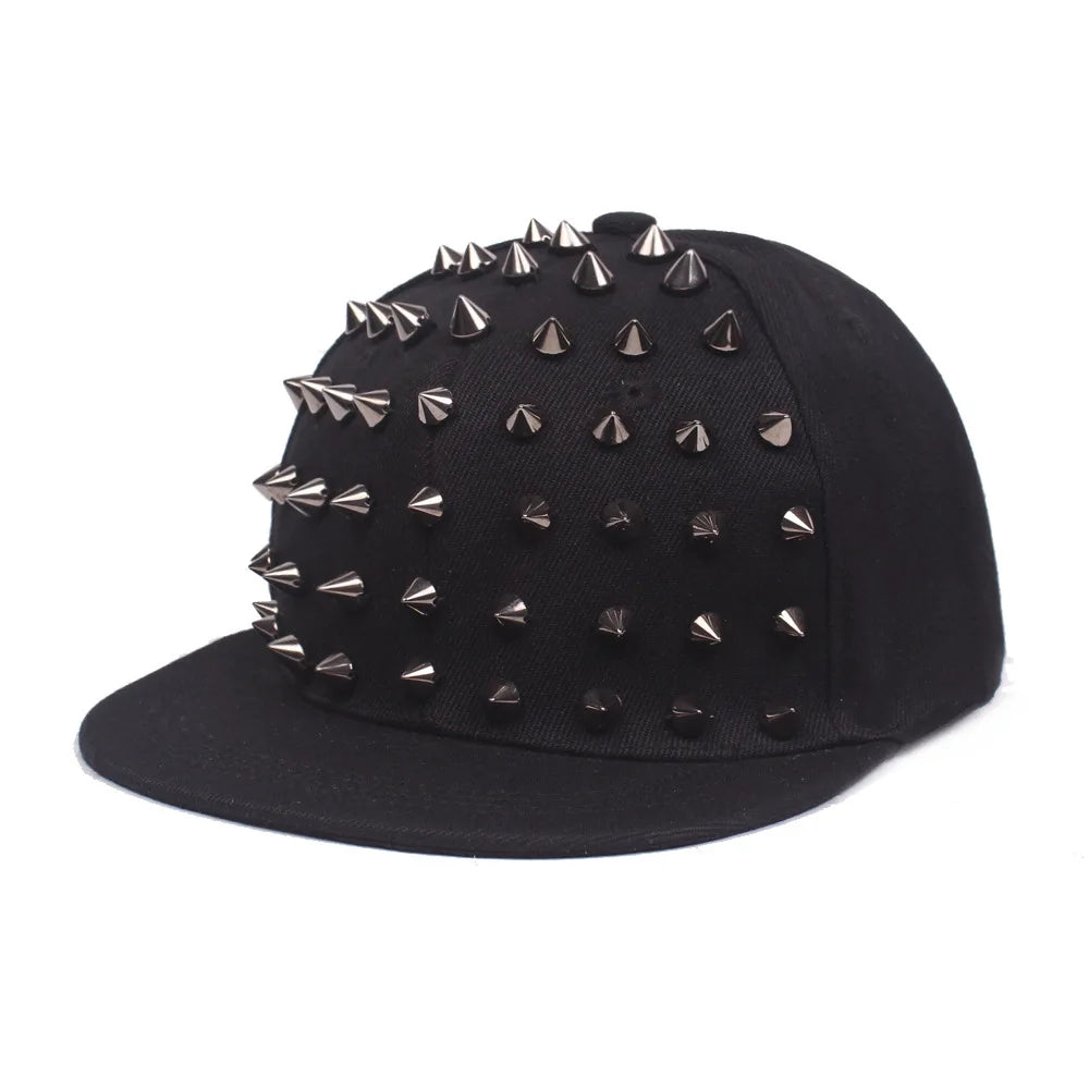 Men Flat Hat Hip Hop Snapback Fancy Rivet Baseball Caps Street Dance Trendy K-pop Hat Embroidered Street Headwear