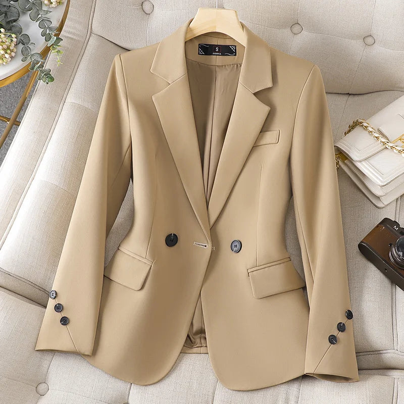 New Blazers Women Korean Spring Autumn Slim Business Blazer Ladies Coats Office Blazer Casual Coat White Black Long Sleeve Suits
