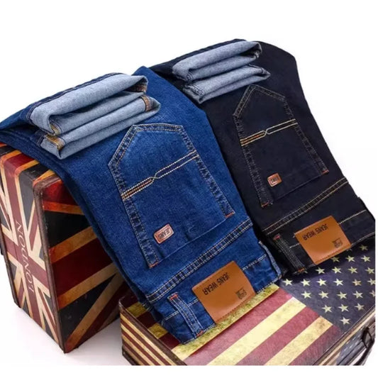 Fashion Men  Straight Jeans Men 2026 New Stretch Slim Fit Pants Comfortable Soft Business Denim Trousers Male Brand Clothing ﻿