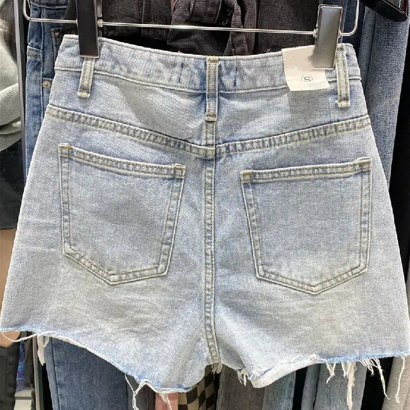 Jean Shorts 2025 New Bottoms Fashion Casual Shorts Women High Waist Hole Loose Wide Leg Shorts Summer Pantalones Cortos De Mujer