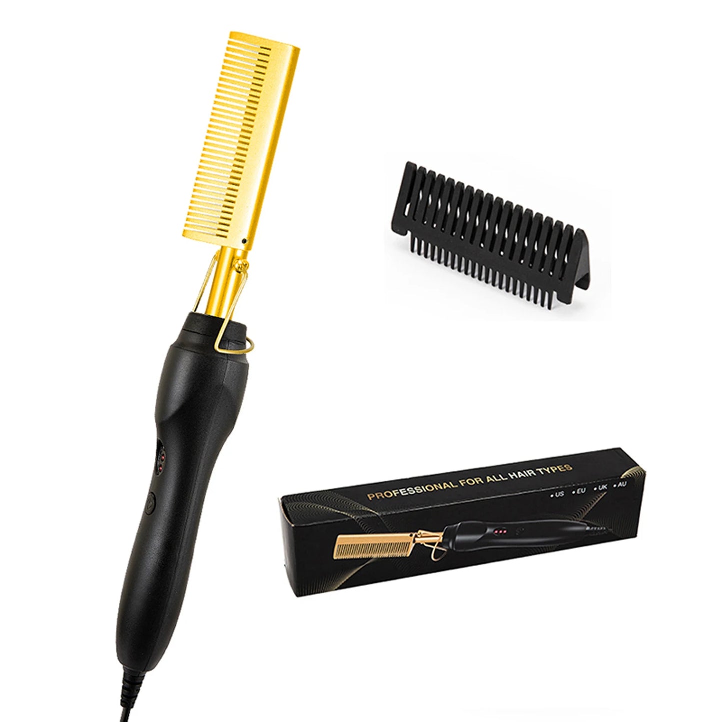 Heiß begehbarer 2-in-1 Glätteisen-Kamm Tragbarer schnell aufheizender Kupfer-Glätteisen-Kamm Professionelles Salon-Styling-Tool