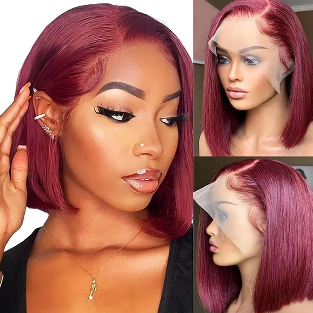 Bob Perücke Echthaar 13x4 HD Lace Front Echthaarperücken für schwarze Frauen Klebstofflose Lace Front Perücken vorgezupft, vorgeschnitten, gerader Bob
