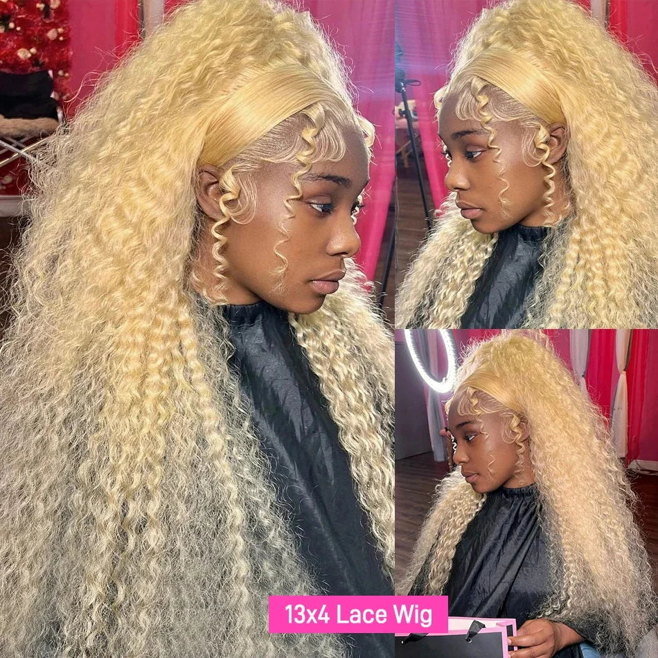 613 Echthaarperücke 13x6 HD Lace Frontal Perücke Lockige Perücken 13x4 Water Deep Wave Frontal Perücken 30 Zoll Honigblonde Echthaarperücke