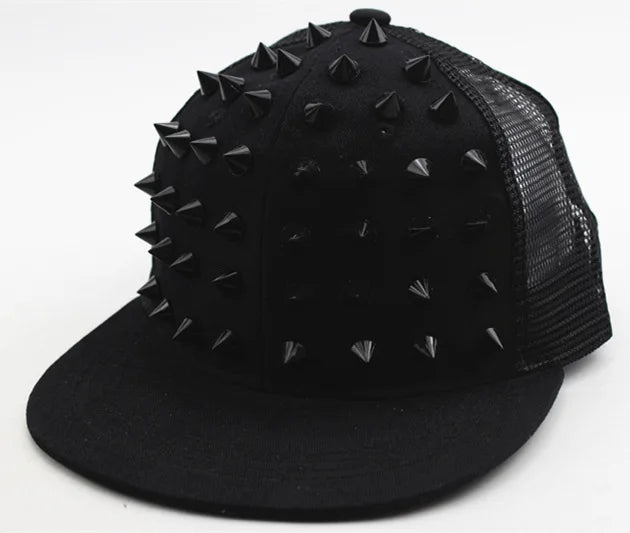 Men Flat Hat Hip Hop Snapback Fancy Rivet Baseball Caps Street Dance Trendy K-pop Hat Embroidered Street Headwear