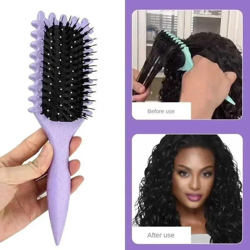 Salon Styling Lockenbürste Lockenhaarbürste zum Kämmen und Formen von Locken für Männer und Frauen Reduziert Ziehen Werkzeuge