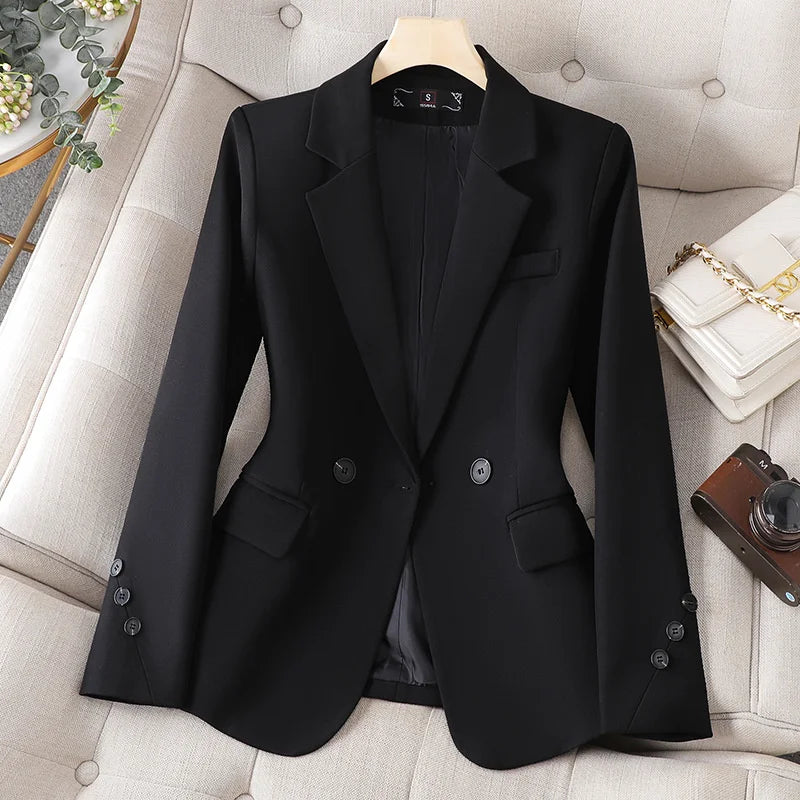 New Blazers Women Korean Spring Autumn Slim Business Blazer Ladies Coats Office Blazer Casual Coat White Black Long Sleeve Suits