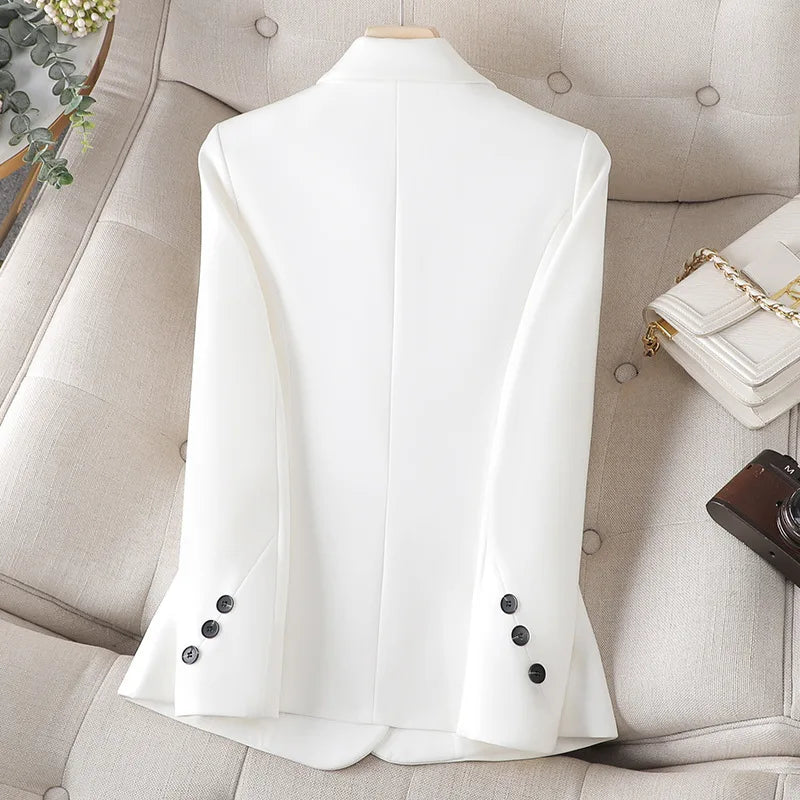 New Blazers Women Korean Spring Autumn Slim Business Blazer Ladies Coats Office Blazer Casual Coat White Black Long Sleeve Suits