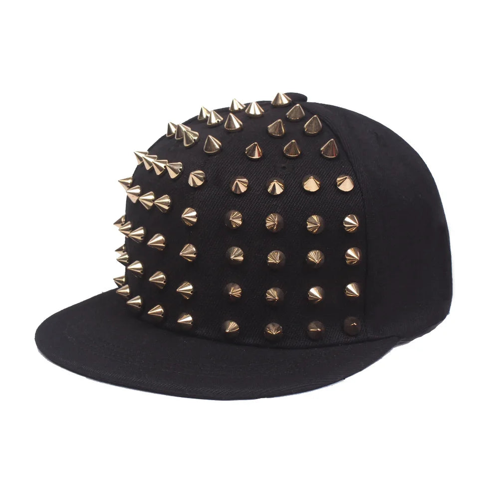 Men Flat Hat Hip Hop Snapback Fancy Rivet Baseball Caps Street Dance Trendy K-pop Hat Embroidered Street Headwear