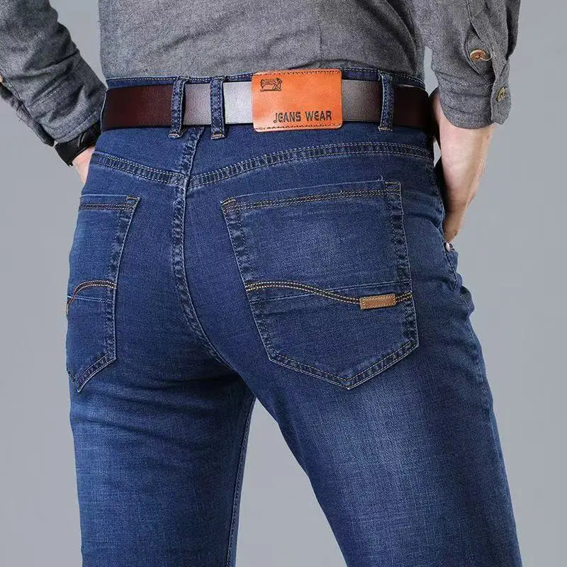 Fashion Men  Straight Jeans Men 2026 New Stretch Slim Fit Pants Comfortable Soft Business Denim Trousers Male Brand Clothing ﻿