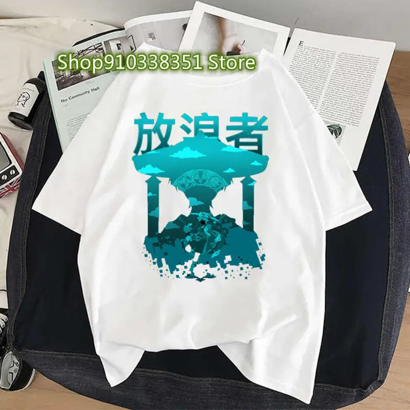Genshin Impact Print Cosplay Tshirt Wanderer Graphic Casual Women T-shirt Cartoon Fashion Summer T Shirt Girls Short Sleeve Tees