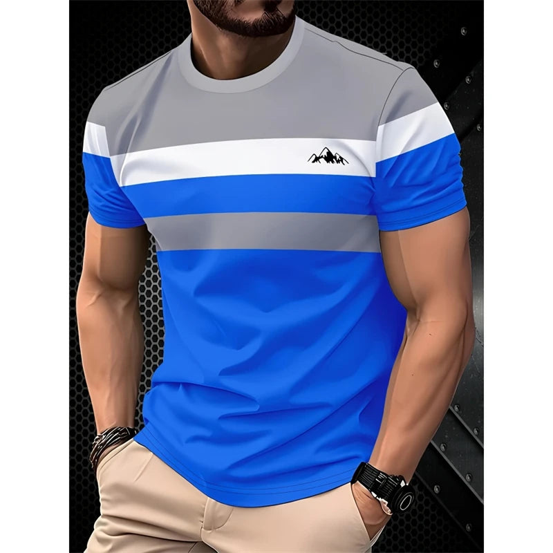 Simple Fashion Striped Graphic T Shirts For Men Summer Trendy Short  Sleeve 3D Printed T-shirts Casual Oversized Crew Neck Tees