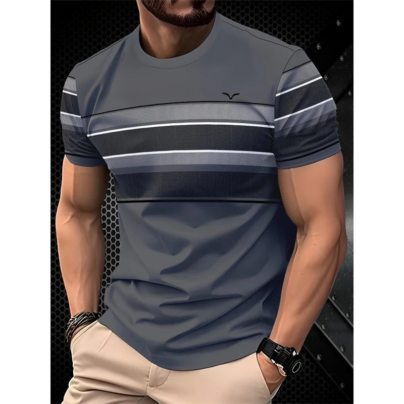 Simple Fashion Striped Graphic T Shirts For Men Summer Trendy Short  Sleeve 3D Printed T-shirts Casual Oversized Crew Neck Tees