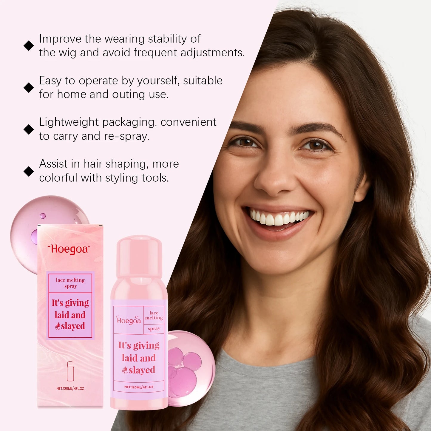 Wig-Klebespray Wasserfest Einfach anzuwenden Für Lace Front Perücken Sanfte Formel Leichte Entfernung Starkes Unsichtbares Lace-Klebespray