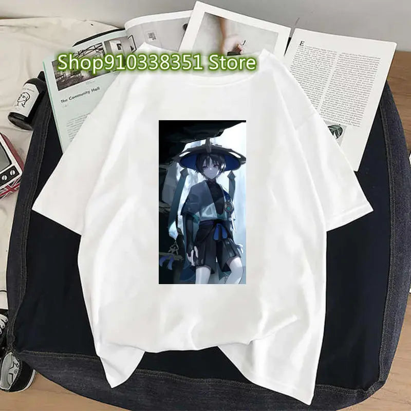 Genshin Impact Print Cosplay Tshirt Wanderer Graphic Casual Women T-shirt Cartoon Fashion Summer T Shirt Girls Short Sleeve Tees