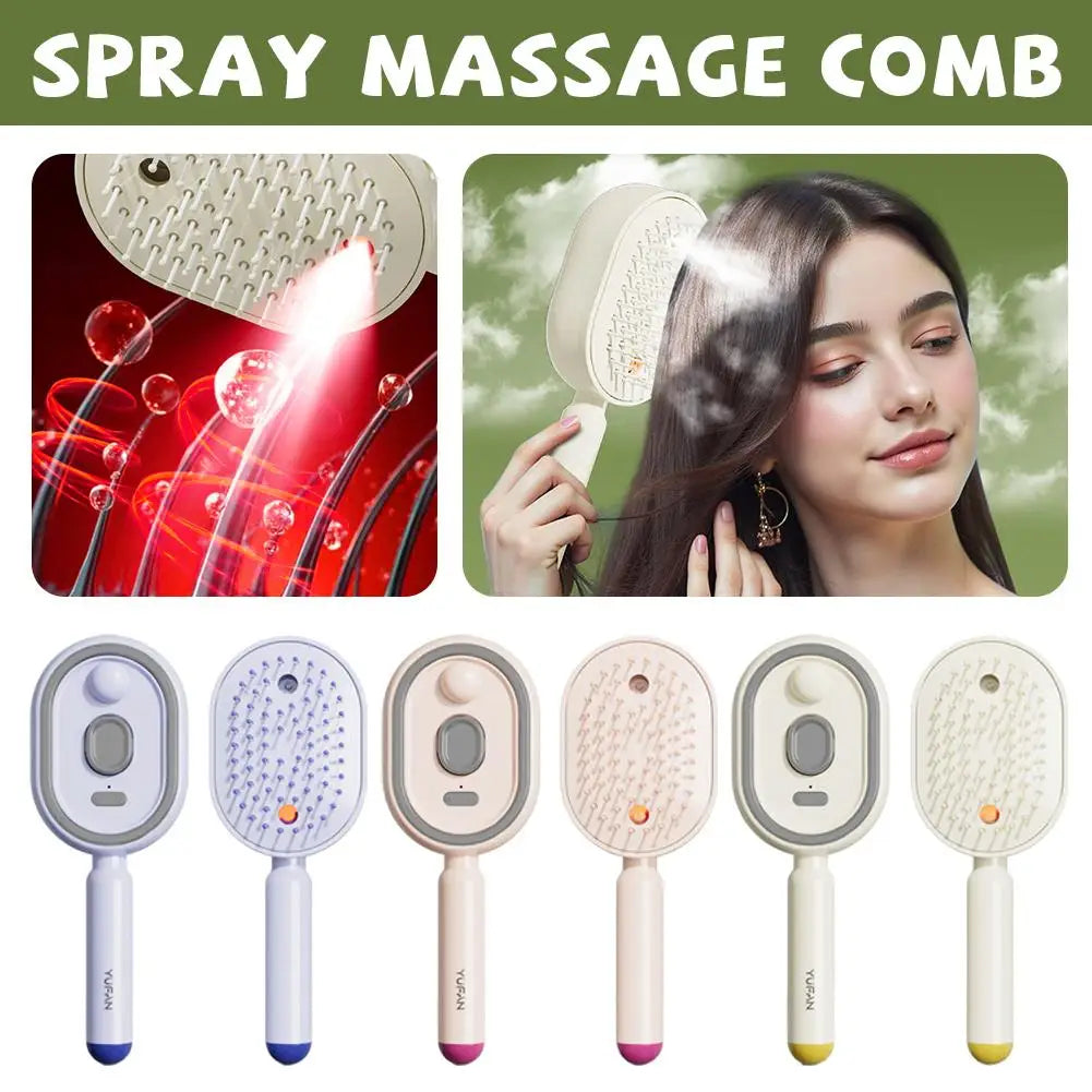 Multi Functional Spray Massage Hair Comb Detangling Brush With Sprayer And Red Light Therapy For Scalp Massage Daily Hair Care