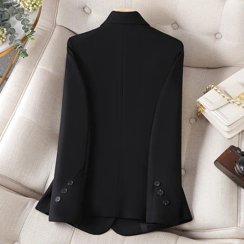 New Blazers Women Korean Spring Autumn Slim Business Blazer Ladies Coats Office Blazer Casual Coat White Black Long Sleeve Suits