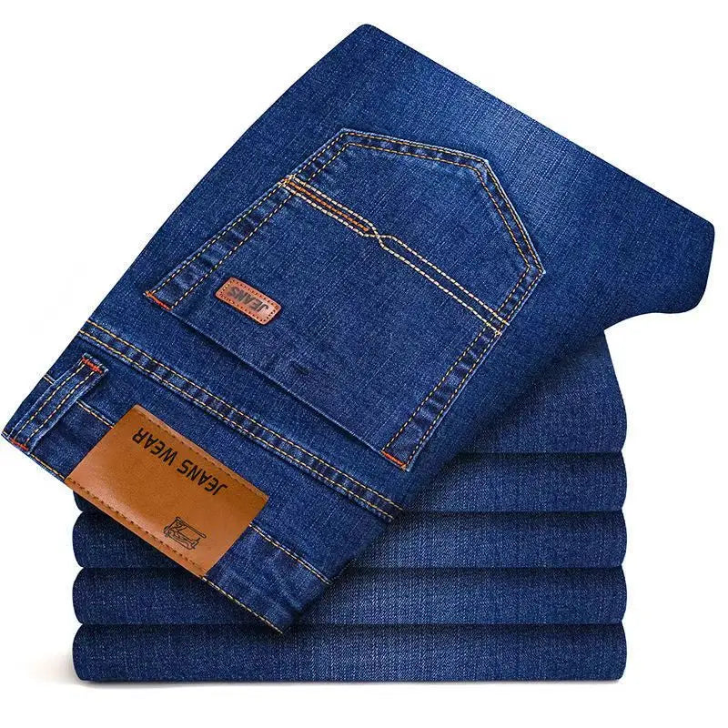 Fashion Men  Straight Jeans Men 2026 New Stretch Slim Fit Pants Comfortable Soft Business Denim Trousers Male Brand Clothing ﻿